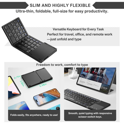 Alpohub™ FlexFold Keyboard – Compact Bluetooth Keyboard with Touchpad