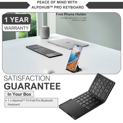 Alpohub™ FlexFold Keyboard – Compact Bluetooth Keyboard with Touchpad