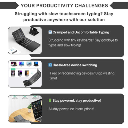 Alpohub™ FlexFold Keyboard – Compact Bluetooth Keyboard with Touchpad